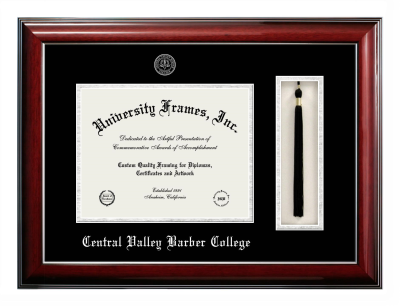 Diploma with Tassel Box Frame in Classic Mahogany with Silver Trim with Black & Silver Mats for DOCUMENT: 8 1/2"H X 11"W  