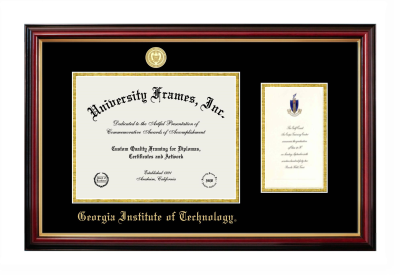 Georgia Institute of Technology Diploma with Announcement Frame in Petite Mahogany with Gold Trim with Black & Gold Mats for document: 8 1/2"h x 11"w  , diploma: 7"h x 4"w  
