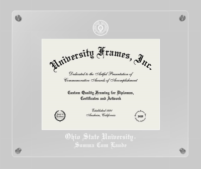 Ohio State University Summa Cum Laude Lucent Clear-over-Clear Frame in Lucent Clear Moulding with Lucent Clear Mat for document: 8 1/2"h x 11"w  