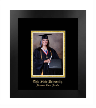 Ohio State University Summa Cum Laude 5 x 7 Portrait Frame in Manhattan Black with Black & Gold Mats
