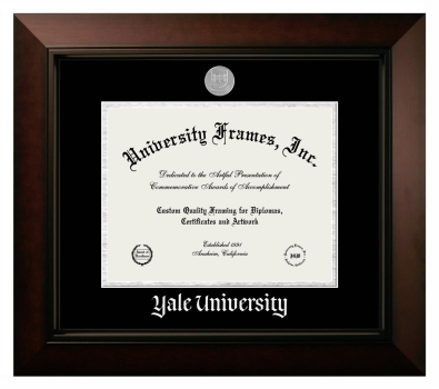 Yale University Diploma Frame in Legacy Black Cherry with Black & Silver Mats for document: 8 1/2"h x 11"w  