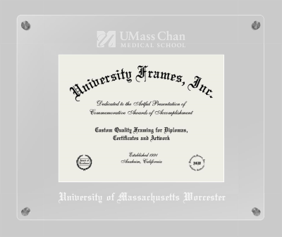 University of Massachusetts Worcester Lucent Clear-over-Clear Frame in Lucent Clear Moulding with Lucent Clear Mat for document: 8 1/2"h x 11"w  