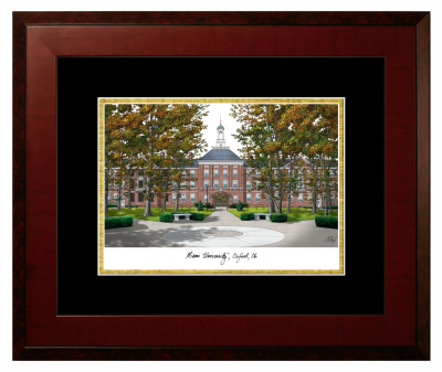 Miami University Lithograph Only Frame in Honors Mahogany with Black & Gold Mats