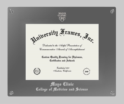 Mayo Clinic College of Medicine and Science Lucent Clear-over-Smoke Frame in Lucent Smoke Moulding with Lucent Smoke Mat for document: 8 1/2"h x 11"w  