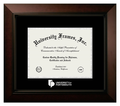 University of Portsmouth Diploma Frame in Legacy Black Cherry with Black & Silver Mats for document: 8 1/2"h x 11"w  
