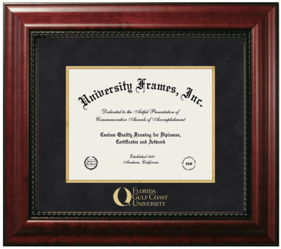 Florida Gulf Coast University Diploma Frame in Executive with Gold Fillet with Black Suede Mat for DOCUMENT: 8 1/2"H X 11"W  