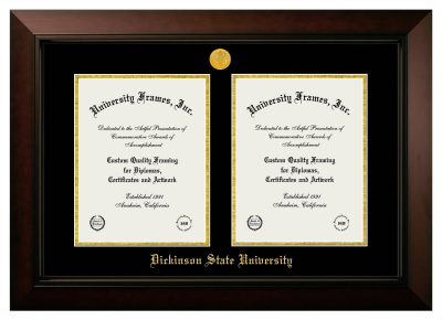 Double Degree (Side-by-Side) Frame in Legacy Black Cherry with Black & Gold Mats for DOCUMENT: 11"H X 8 1/2"W  , DOCUMENT: 11"H X 8 1/2"W  