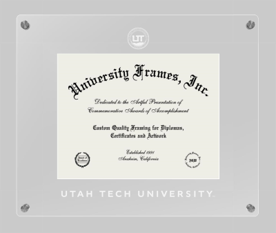 Utah Tech University Lucent Clear-over-Clear Frame in Lucent Clear Moulding with Lucent Clear Mat for document: 8 1/2"h x 11"w  
