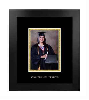 Utah Tech University 5 x 7 Portrait Frame in Manhattan Black with Black & Gold Mats