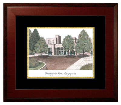 University of New Mexico Lithograph Only Frame in Honors Mahogany with Black & Gold Mats