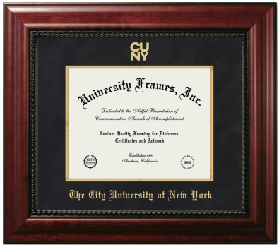 The City University of New York Diploma Frame in Executive with Gold Fillet with Black Suede Mat for document: 8 1/2"h x 11"w  
