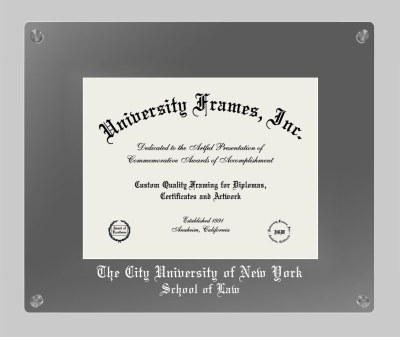 The City University of New York School of Law (CUNY) Lucent Clear-over-Smoke Frame in Lucent Smoke Moulding with Lucent Smoke Mat for document: 8 1/2"h x 11"w  