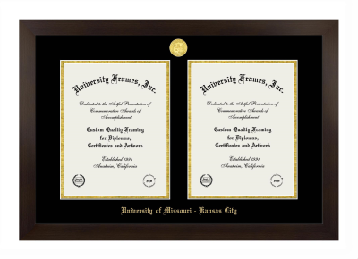 Double Degree (Side-by-Side) Frame in Manhattan Espresso with Black & Gold Mats for  11"H X 8 1/2"W  ,  11"H X 8 1/2"W  