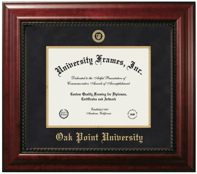 Oak Point University Diploma Frame in Executive with Gold Fillet with Black Suede Mat for document: 8 1/2"h x 11"w  