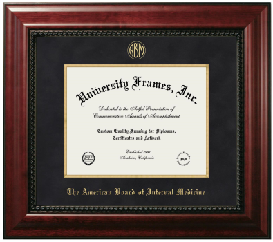 American Board of Internal Medicine Diploma Frame in Executive with Gold Fillet with Black Mat for DOCUMENT: 8 1/2"H X 11"W  
