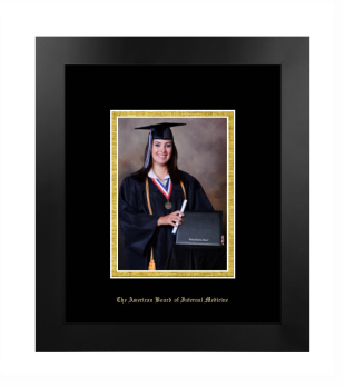 American Board of Internal Medicine 5 x 7 Portrait Frame in Manhattan Black with Black & Gold Mats