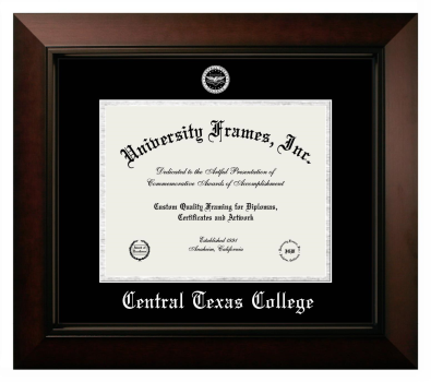 Central Texas College Diploma Frame in Legacy Black Cherry with Black & Silver Mats for document: 8 1/2"h x 11"w  