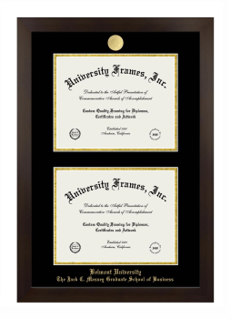 Belmont University The Jack C. Massey Graduate School of Business Double Degree (Stacked) Frame in Manhattan Espresso with Black & Gold Mats for document: 8 1/2"h x 11"w  , document: 8 1/2"h x 11"w  