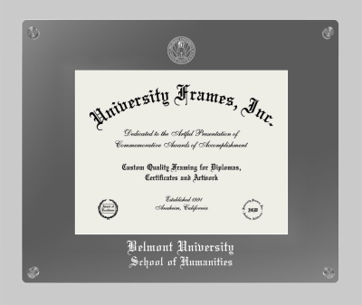 Belmont University School of Humanities Lucent Clear-over-Smoke Frame in Lucent Smoke Moulding with Lucent Smoke Mat for document: 8 1/2"h x 11"w  