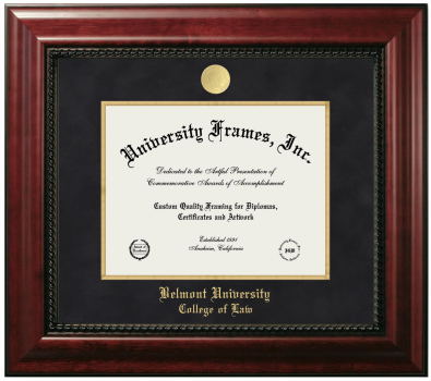 Belmont University College of Law Diploma Frame in Executive with Gold Fillet with Black Suede Mat for document: 8 1/2"h x 11"w  