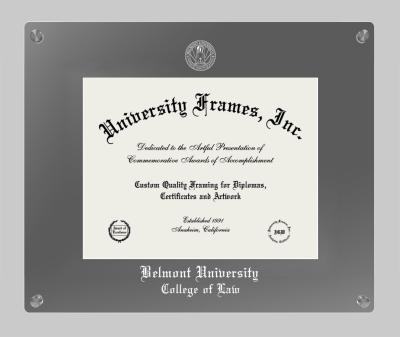 Belmont University College of Law Lucent Clear-over-Smoke Frame in Lucent Smoke Moulding with Lucent Smoke Mat for document: 8 1/2"h x 11"w  