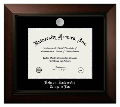 Belmont University College of Law Diploma Frame in Legacy Black Cherry with Black & Silver Mats for document: 8 1/2"h x 11"w  