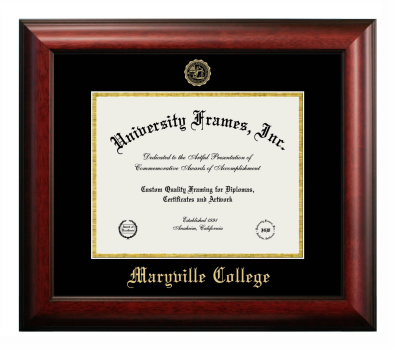 Maryville College Diploma Frame in Satin Mahogany with Black & Gold Mats for document: 8 1/2"h x 11"w  