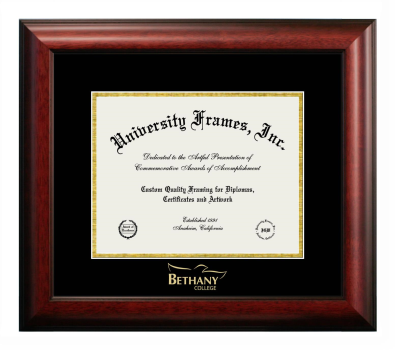 Bethany College-Lindsborg Diploma Frame in Satin Mahogany with Black & Gold Mats for DOCUMENT: 8 1/2"H X 11"W  