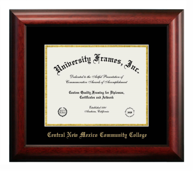 Central New Mexico Community College (Albuquerque) Diploma Frame in Satin Mahogany with Black & Gold Mats for document: 8 1/2"h x 11"w  