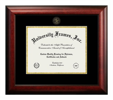 Fresno City College Diploma Frame in Satin Mahogany with Black & Gold Mats for DOCUMENT: 8 1/2"H X 11"W  