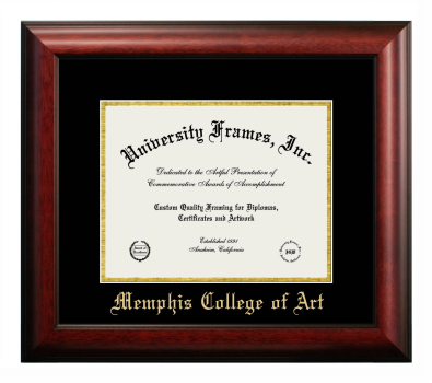 Memphis College of Art Diploma Frame in Satin Mahogany with Black & Gold Mats for DOCUMENT: 8 1/2"H X 11"W  