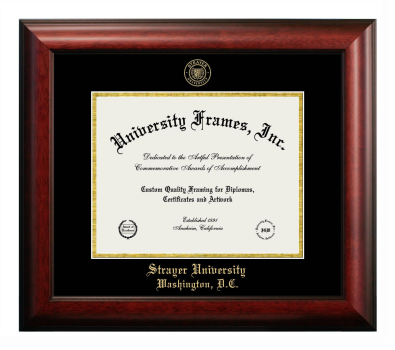 Strayer University-Washington D.C. Diploma Frame in Satin Mahogany with Black & Gold Mats for DOCUMENT: 8 1/2"H X 11"W  