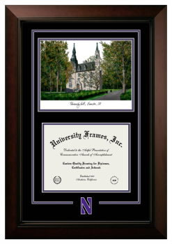 Double Opening with Lithograph and Logo Frame in Legacy Black Cherry with Black & Purple Mats for DOCUMENT: 8 1/2"H X 11"W  