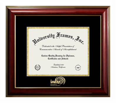 International Association of Emergency Managers Diploma Frame in Classic Mahogany with Gold Trim with Black & Gold Mats for DOCUMENT: 8 1/2"H X 11"W  