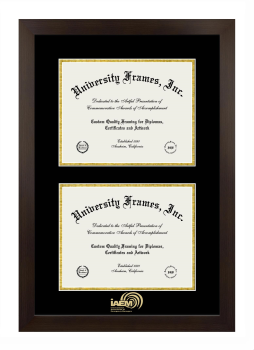 International Association of Emergency Managers Double Degree (Stacked) Frame in Manhattan Espresso with Black & Gold Mats for document: 8 1/2"h x 11"w  , document: 8 1/2"h x 11"w  