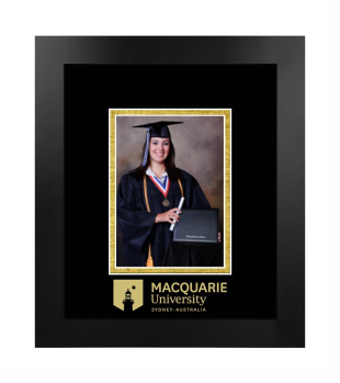 MACQUARIE University 5 x 7 Portrait Frame in Manhattan Black with Black & Gold Mats