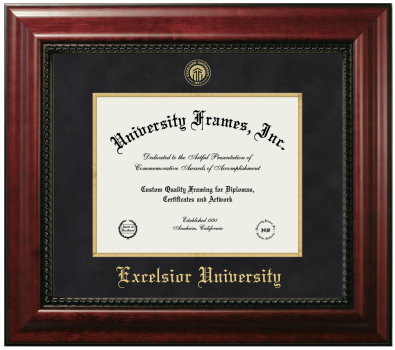 Excelsior University Diploma Frame in Executive with Gold Fillet with Black Suede Mat for document: 8 1/2"h x 11"w  