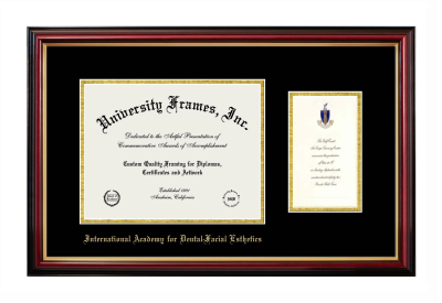 International Academy for Dental-Facial Esthetics Diploma with Announcement Frame in Petite Mahogany with Gold Trim with Black & Gold Mats for document: 8 1/2"h x 11"w  , diploma: 7"h x 4"w  