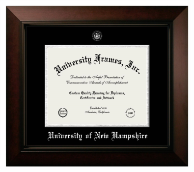 University of New Hampshire Diploma Frame in Legacy Black Cherry with Black & Silver Mats for DOCUMENT: 8 1/2"H X 11"W  