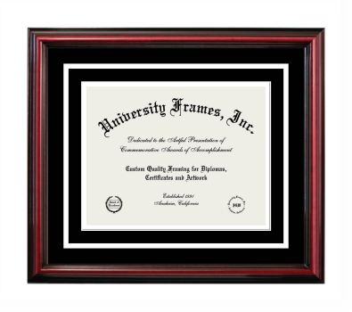 Diploma with Channel Cut Frame in Petite Cherry with Black & White Mats