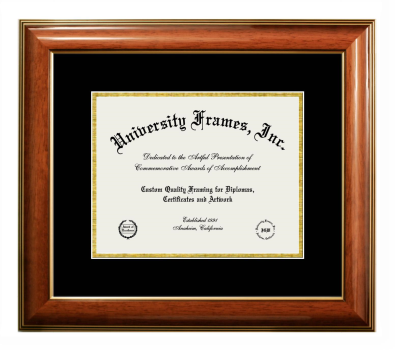 Diploma Frame in Classic Walnut with Gold Trim with Black & Gold Mats
