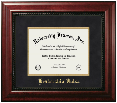 Leadership Tulsa Diploma Frame in Executive with Gold Fillet with Black Suede Mat for document: 8 1/2"h x 11"w  