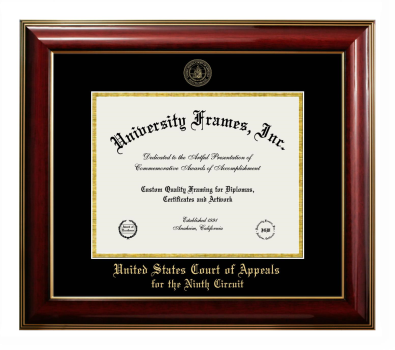 United States Court of Appeals for the Ninth Circuit Diploma Frame in Classic Mahogany with Gold Trim with Black & Gold Mats for document: 8 1/2"h x 11"w  
