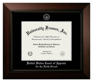 United States Court of Appeals for the Ninth Circuit Diploma Frame in Legacy Black Cherry with Black & Silver Mats for document: 8 1/2"h x 11"w  