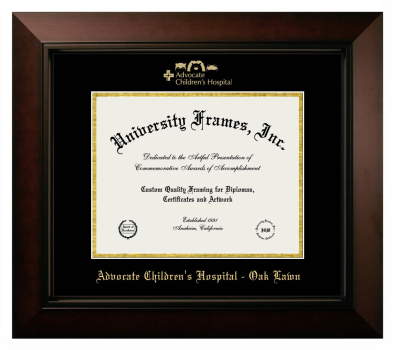 Advocate Children's Hospital - Oak Lawn Diploma Frame in Legacy Black Cherry with Black & Gold Mats for document: 8 1/2"h x 11"w  