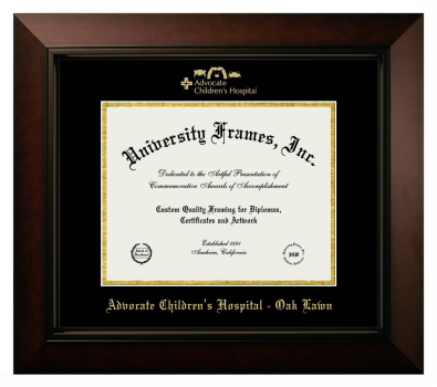 Advocate Children's Hospital - Oak Lawn Diploma Frame in Legacy Black Cherry with Black & Gold Mats for DOCUMENT: 8 1/2"H X 11"W  