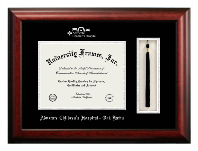 Advocate Children's Hospital - Oak Lawn Diploma with Tassel Box Frame in Satin Mahogany with Black & Silver Mats for DOCUMENT: 8 1/2"H X 11"W  