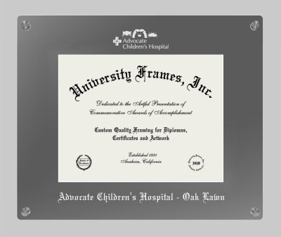 Advocate Children's Hospital - Oak Lawn Lucent Clear-over-Smoke Frame in Lucent Smoke Moulding with Lucent Smoke Mat for document: 8 1/2"h x 11"w  