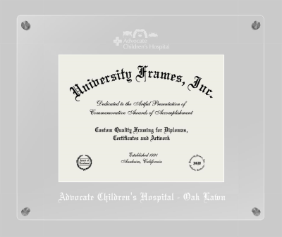 Advocate Children's Hospital - Oak Lawn Lucent Clear-over-Clear Frame in Lucent Clear Moulding with Lucent Clear Mat for document: 8 1/2"h x 11"w  