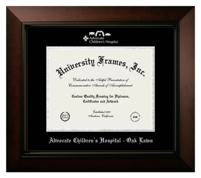 Advocate Children's Hospital - Oak Lawn Diploma Frame in Legacy Black Cherry with Black & Silver Mats for document: 8 1/2"h x 11"w  